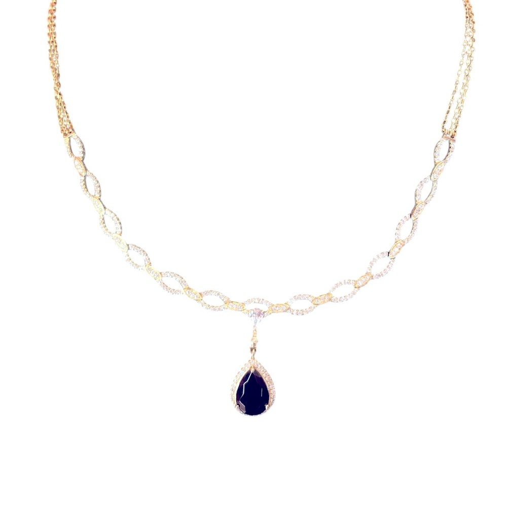 NWT Ethel & Myrtle 925 Sterling Gold plated Cubic Zirconia Pear Crystal Necklace